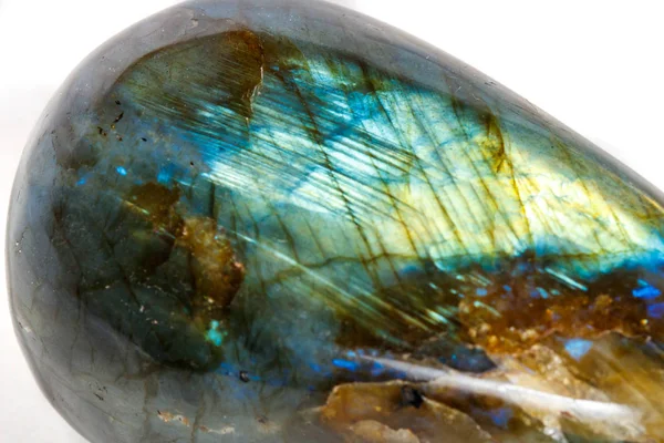 Macro Mineral Stone Labradorite White Background Close — Stock Photo, Image