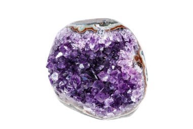 Amethyst Crystal Druse  macro mineral on white background close up clipart