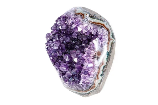 Минерал Amethyst Crystal Druse Белом Фоне — стоковое фото