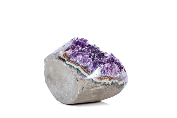 Amethyst Crystal Druse Makro Ásványi Fehér Háttér Közelről — Stock Fotó