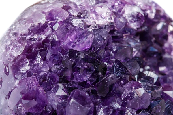 Amethyst Crystal Druse Macro Mineral White Background Close — Stock Photo, Image