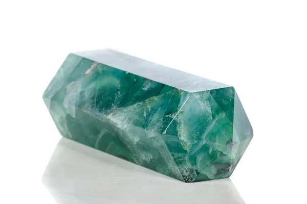Pedra Mineral Macro Cristal Fluorite Sobre Fundo Preto Close — Fotografia de Stock