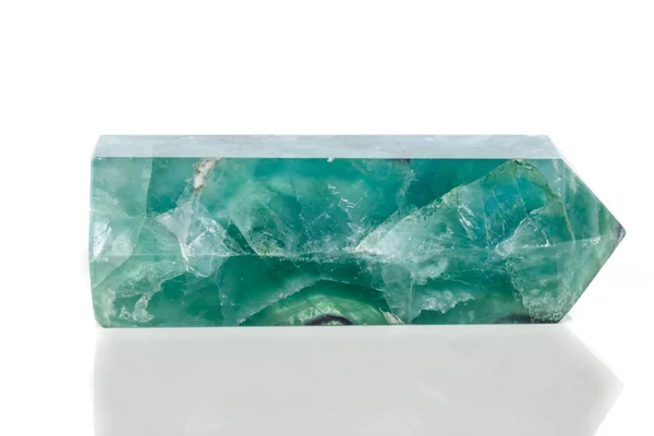Piedra Mineral Macro Cristal Flúor Sobre Fondo Negro —  Fotos de Stock