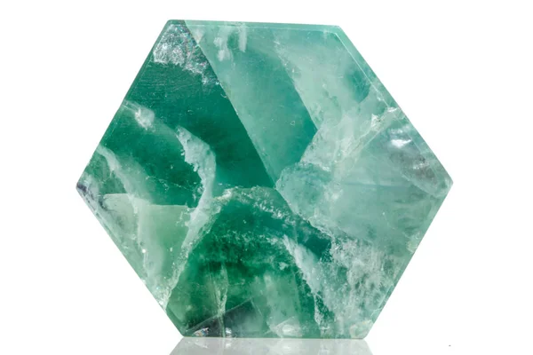 Macro Minerale Steen Fluoriet Kristal Een Zwarte Achtergrond Close — Stockfoto