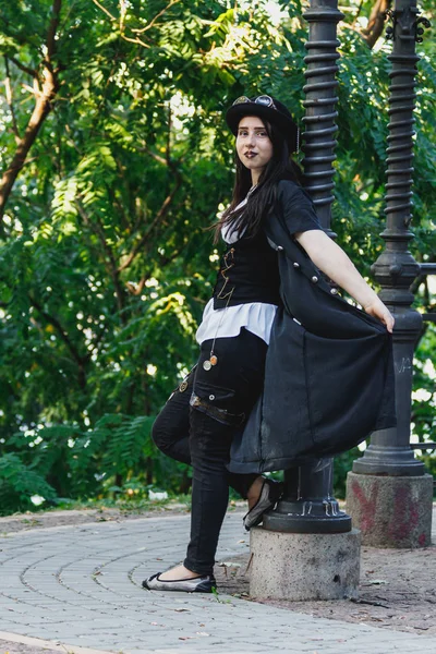 Belle Jeune Fille Habillée Dans Style Steampunk Gros Plan — Photo