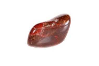 Beyaz bir arka plan üzerinde mineral taş jasper makro yakın çekim