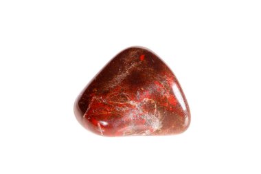 Beyaz bir arka plan üzerinde mineral taş jasper makro yakın çekim