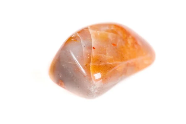 Makro Mineral Sten Carnelian Vit Bakgrund Närbild — Stockfoto