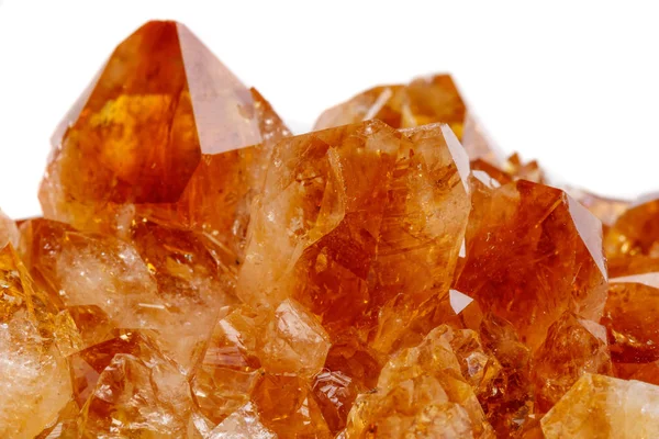 Batuan Mineral Makro Citrine Dalam Batuan Dalam Kristal Pada Latar — Stok Foto