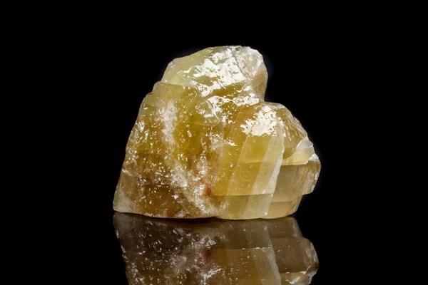 Macro Mineral Stone Yellow Calcite Black Background Close — Stock Photo, Image