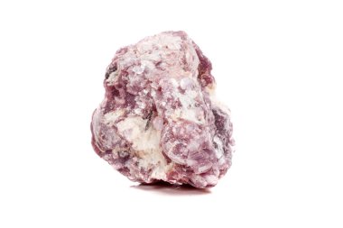 Makro mineral taş Lepidolit kaya beyaz bir arka plan yakın çekim