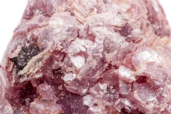 Makro Mineral Taş Lepidolit Kaya Beyaz Bir Arka Plan Yakın — Stok fotoğraf