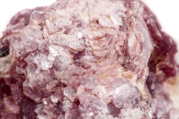 Macro Minerale Steen Lepidoliet Rots Een Witte Achtergrond Close — Stockfoto