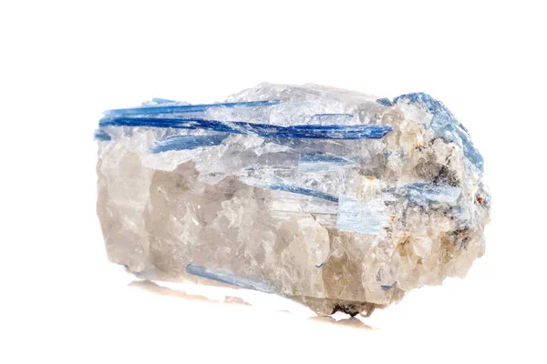 Εσωτερικη Μακροεντολή Ορυκτή Πέτρα Κυανίτης Λευκό Φόντο — Φωτογραφία Αρχείου