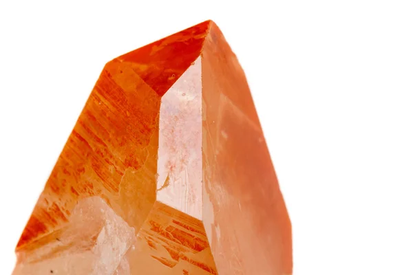 Makro Mineral Sten Lemuriska Crystal Vit Bakgrund Närbild — Stockfoto