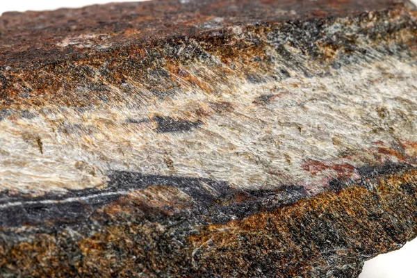 Macro Minerale Pietra Occhio Serpente Nella Roccia Uno Sfondo Bianco — Foto Stock