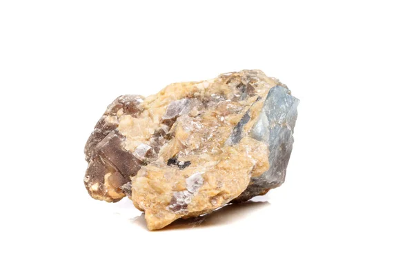 Macro Pedra Mineral Corundum Rocha Fundo Branco Perto — Fotografia de Stock