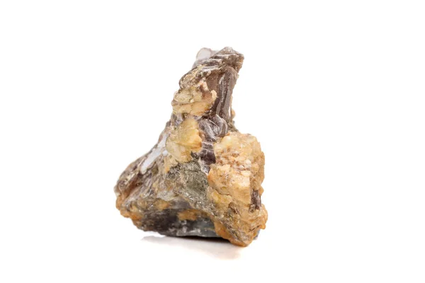 Makro Mineral Sten Korund Rock Vit Bakgrund Närbild — Stockfoto