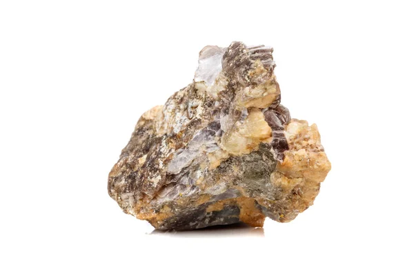 Macro Pietra Minerale Corindone Nella Roccia Uno Sfondo Bianco Primo — Foto Stock