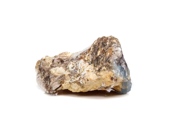 Makro Mineral Sten Korund Rock Vit Bakgrund Närbild — Stockfoto