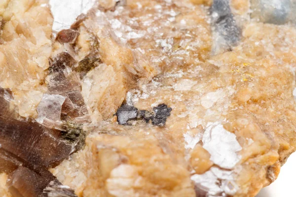 Batu Mineral Makro Corundum Batuan Latar Belakang Putih Menutup — Stok Foto
