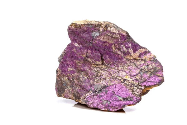 Macro Mineral Purpureus Pedra Roxo Purpurite Raça Fundo Branco Perto — Fotografia de Stock