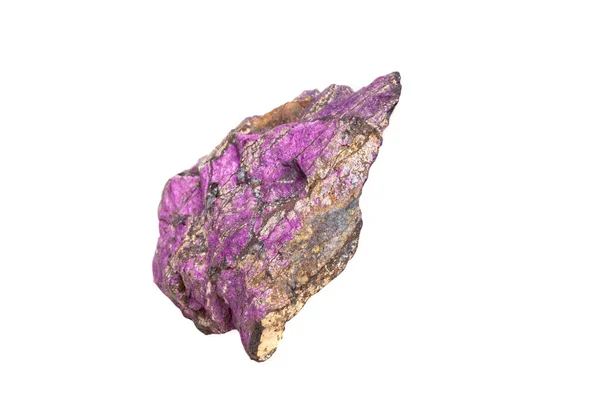 Mineralne Purpureus Kamień Makro Purpurite Fioletowy Rasie Białe Tło Bliska — Zdjęcie stockowe