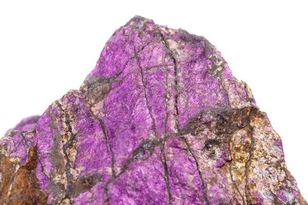 Μωβ Purpurite Της Φυλής Λευκό Φόντο Ορυκτών Πετρών Purpureus Μακροεντολή — Φωτογραφία Αρχείου