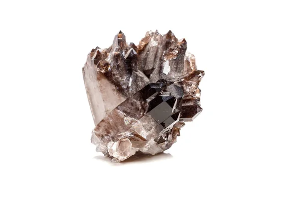 Makro Mineral Batu Morion Kristal Batu Latar Belakang Putih Menutup — Stok Foto