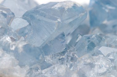 Makro mineral taş Celestine doğurmak beyaz bir arka plan yakın çekim