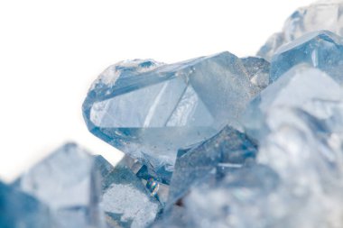 Makro mineral taş Celestine doğurmak beyaz bir arka plan yakın çekim