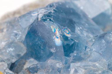 Makro mineral taş Celestine doğurmak beyaz bir arka plan yakın çekim