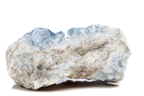 Macro Piedra Mineral Celestino Raza Fondo Blanco Cerca — Foto de Stock
