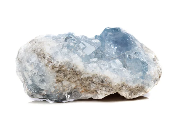 Macro Pedra Mineral Celestine Raça Fundo Branco Perto Fotografias De Stock Royalty-Free