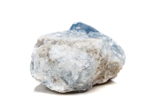 Macro Pedra Mineral Celestine Raça Fundo Branco Perto Imagens Royalty-Free