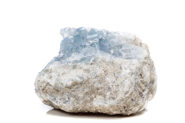 Macro Pedra Mineral Celestine Raça Fundo Branco Perto Fotografia De Stock