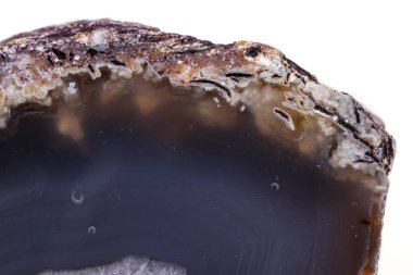 Beyaz bir arka plan makro mineral taş akik doğurmak yakın çekim