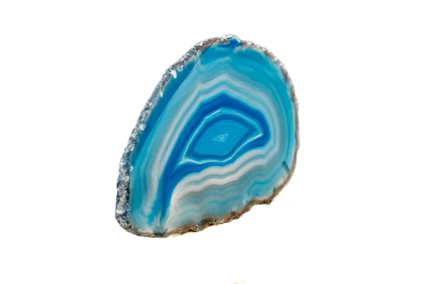 Makro Minerální Kámen Modrý Achát Plemeno Bílým Pozadím Zblízka — Stock fotografie
