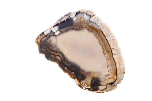 Makro Mineralstein Gelb Brauner Achat Mit Weißem Hintergrund Nahaufnahme — Stockfoto