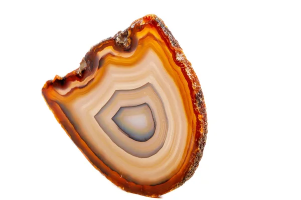 Macro Pierre Minérale Jaune Brun Agate Reproduire Fond Blanc Près — Photo