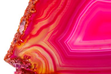 Makro mineral taş pembe akik doğurmak beyaz bir arka plan yakın çekim