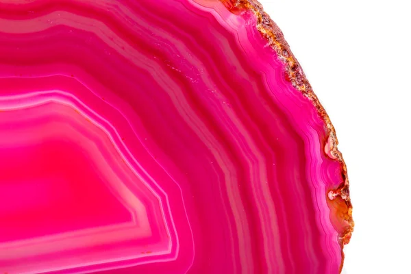 Macro Pietra Minerale Rosa Agata Razza Uno Sfondo Bianco Primo — Foto Stock