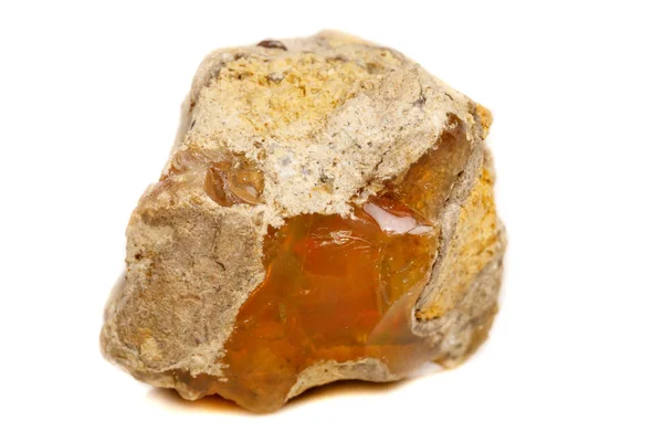Makro Opal Mineralstein Gestein Auf Weißem Hintergrund Nahaufnahme — Stockfoto