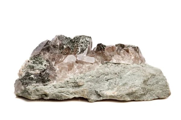Pedra Mineral Macro Clorito Quartzo Pedra Palygorskite Sobre Fundo Branco — Fotografia de Stock