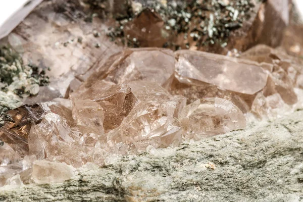 Macro Mineral Stone Quartz Chlorite Palygorskite Rock White Background Close — Stock Photo, Image