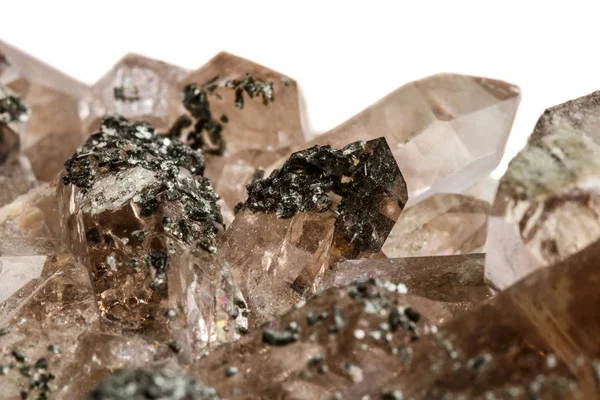 Makro Mineralstein Quarzchlorit Palygorskit Gestein Auf Weißem Hintergrund Nahaufnahme — Stockfoto