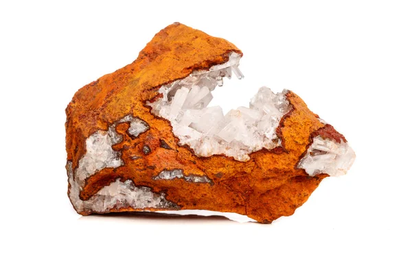 Makro Mineralsteinkristalle Hemimorphit Gestein Auf Weißem Hintergrund Nahaufnahme — Stockfoto