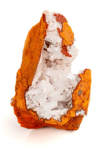 Makro Mineral Sten Kristaller Hemimorphite Rock Vit Bakgrund Närbild — Stockfoto