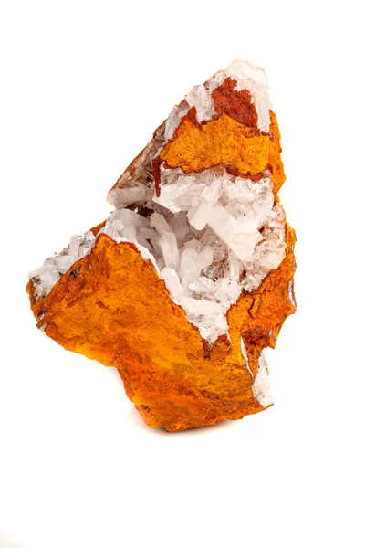 Makro Mineralsteinkristalle Hemimorphit Gestein Auf Weißem Hintergrund Nahaufnahme — Stockfoto
