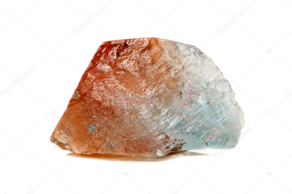 Macro mineral stone Topaz on a white background close-up